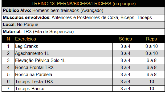 Treino 18 - Perna / Bíceps / Tríceps (Parque) 1