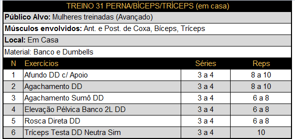 Treino 31 - Perna / Bíceps / Tríceps (Casa) 4